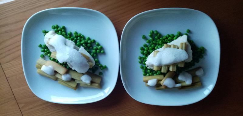 Recette : POISSON PETITS POIS ET RHUBARBE